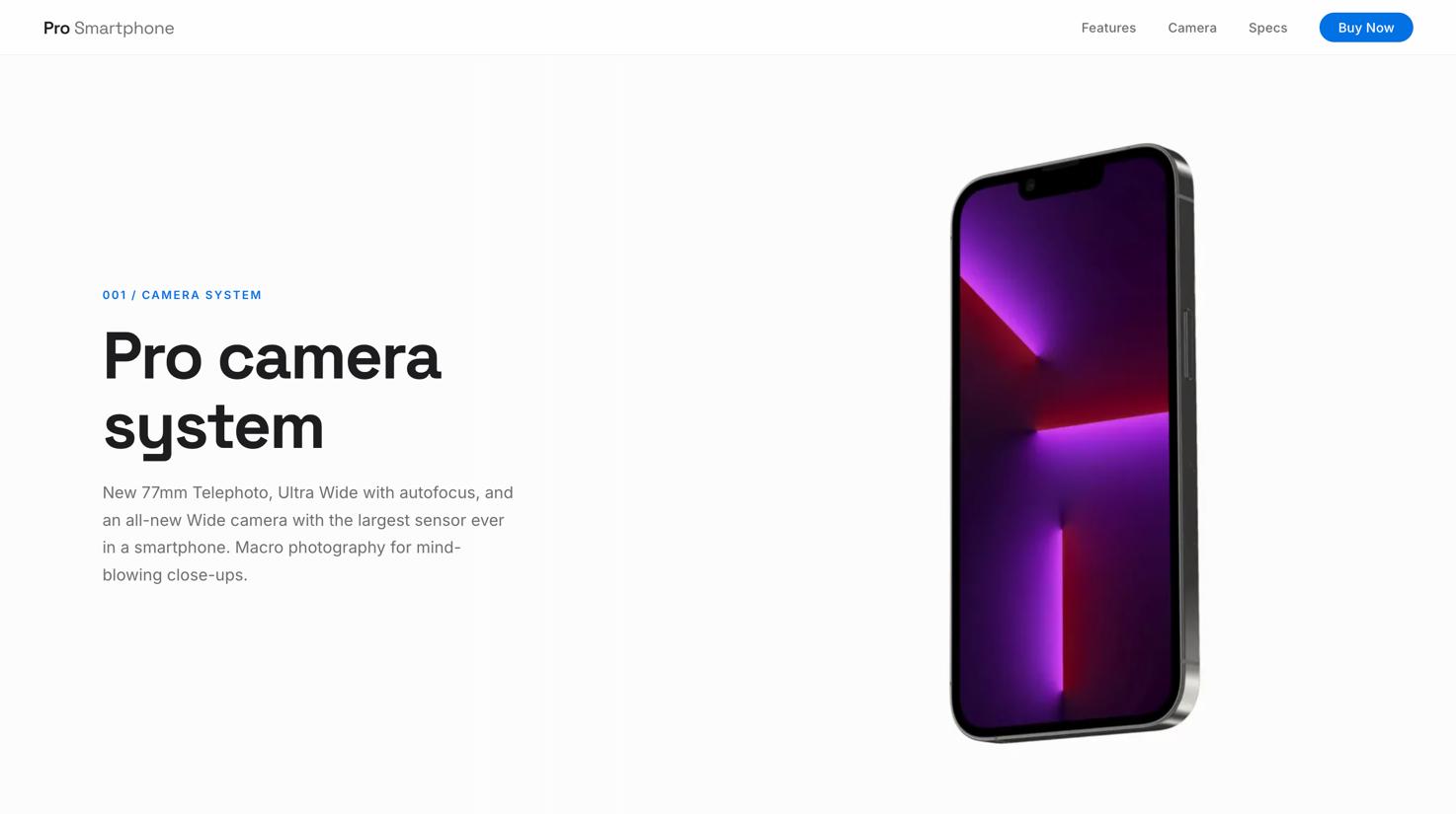 Pro Smartphone — продуктовый лендинг